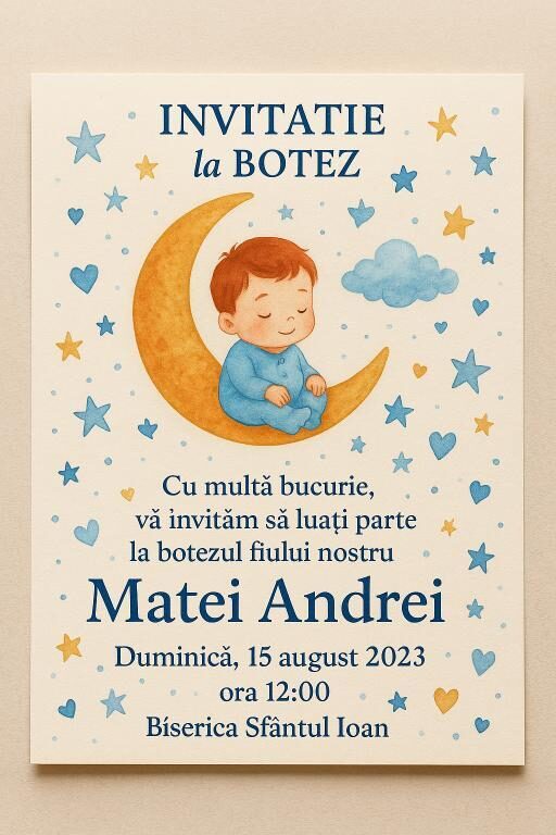 Invitatii botez personalizate sa